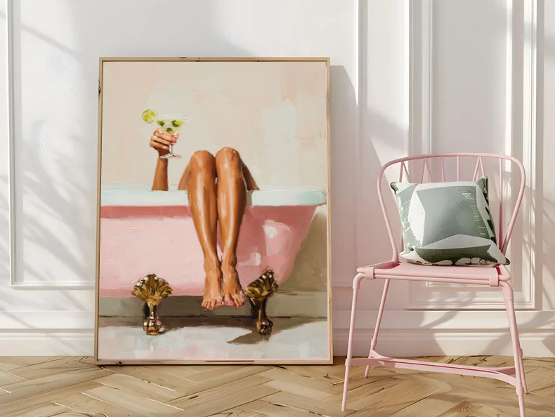 Self-Care Soak — Luxury Bath & Cocktail Modern Wall Art Print