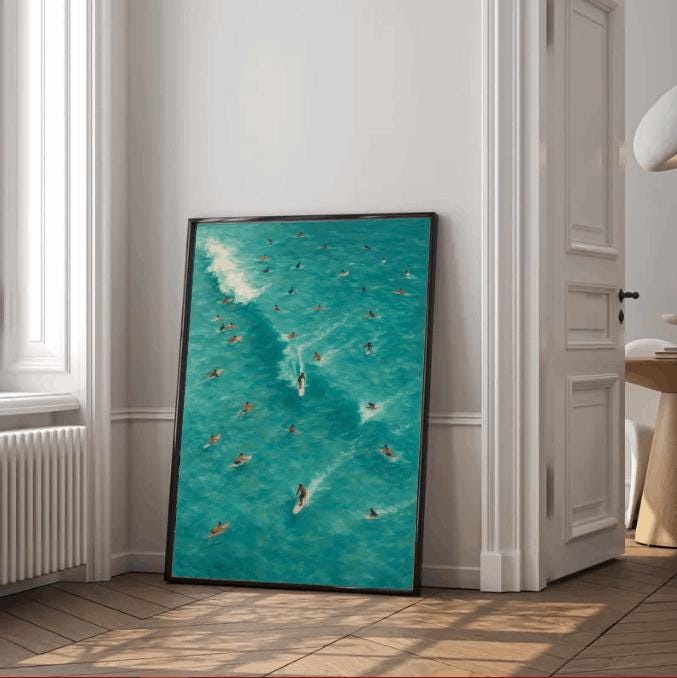 Surfing Wave Art Print: Coastal Beach Decor (Digital Download)