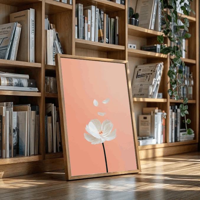 Minimalist White Flower Print: Modern Floral Art (Digital Download)