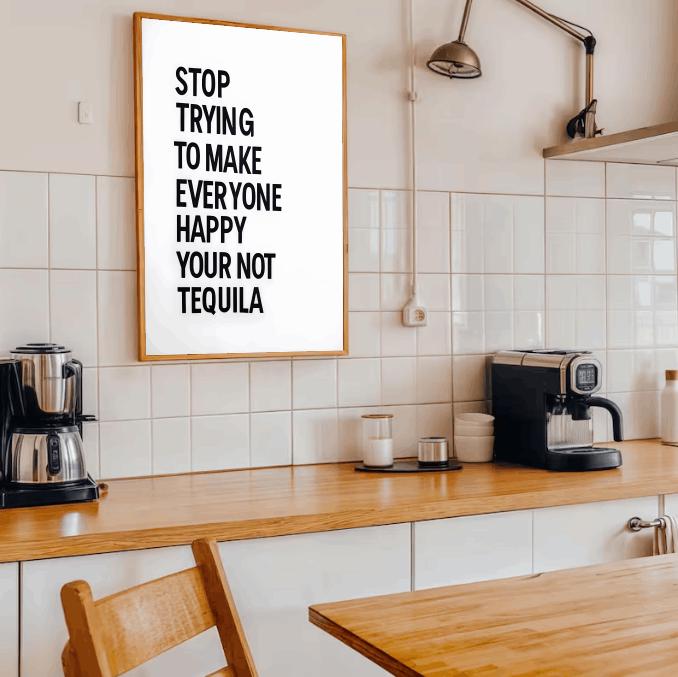 Funny Tequila Quote Art: Minimalist Bar Decor Poster (Digital Download)