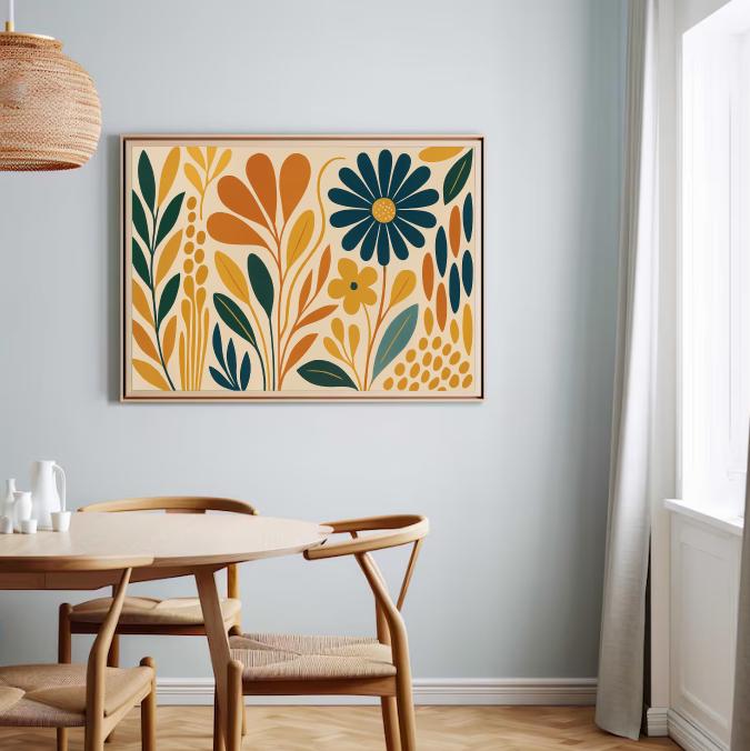 Mid Century Modern Floral Print: Abstract Botanical Art (Digital Download)