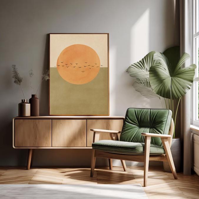 Abstract Sun Print | Boho Sunset Wall Art (Digital Download)