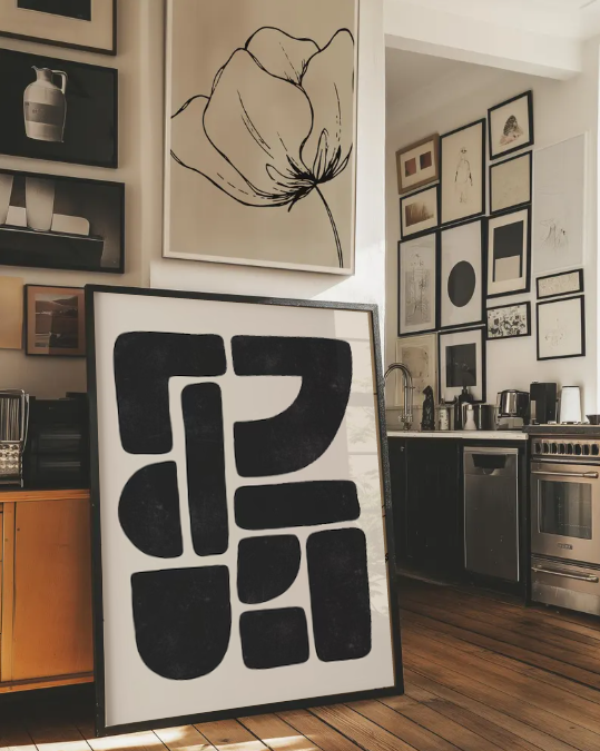 Organic Shapes Abstract — Modern Minimalist Black Neutral Wall Art