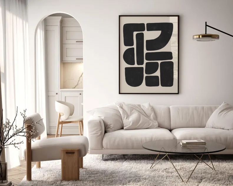 Organic Shapes Abstract — Modern Minimalist Black Neutral Wall Art