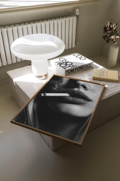 Black and White Lips Print – Cigarette Aesthetic Photography