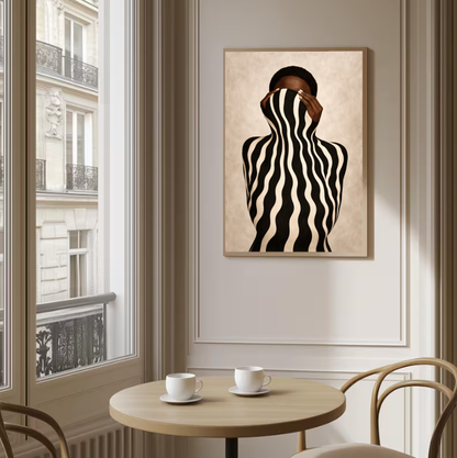 Black Woman Abstract Art Print – Modern Figurative Wall Art, Neutral Tones Contemporary Decor, Printable Artwork