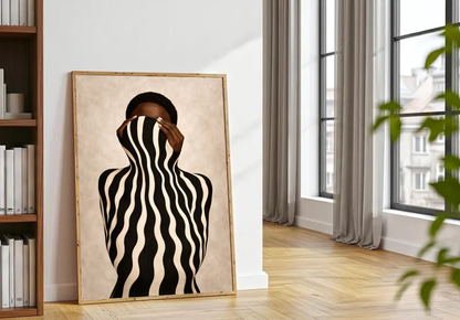 Black Woman Abstract Art Print – Modern Figurative Wall Art, Neutral Tones Contemporary Decor, Printable Artwork