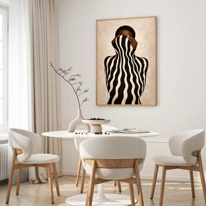 Black Woman Abstract Art Print – Modern Figurative Wall Art, Neutral Tones Contemporary Decor, Printable Artwork