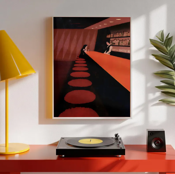 Midnight Cocktail Bar — Moody Modern Nightlife Wall Art Print