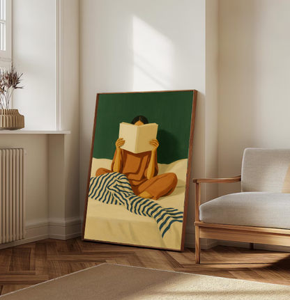 Woman Reading Print • Cozy Minimalist Art (Digital Download)