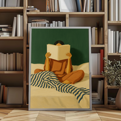 Woman Reading Print • Cozy Minimalist Art (Digital Download)