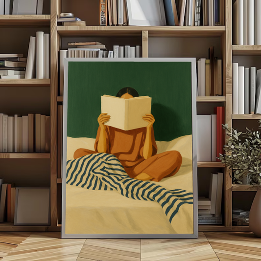 Woman Reading Print • Cozy Minimalist Art (Digital Download)