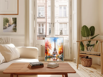Paris in Autumn — Eiffel Tower Watercolor Cityscape Wall Art