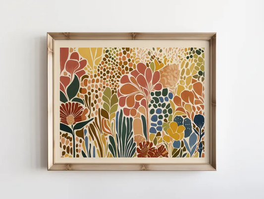 Boho Garden Abstract — Modern Floral Pattern Wall Art Print