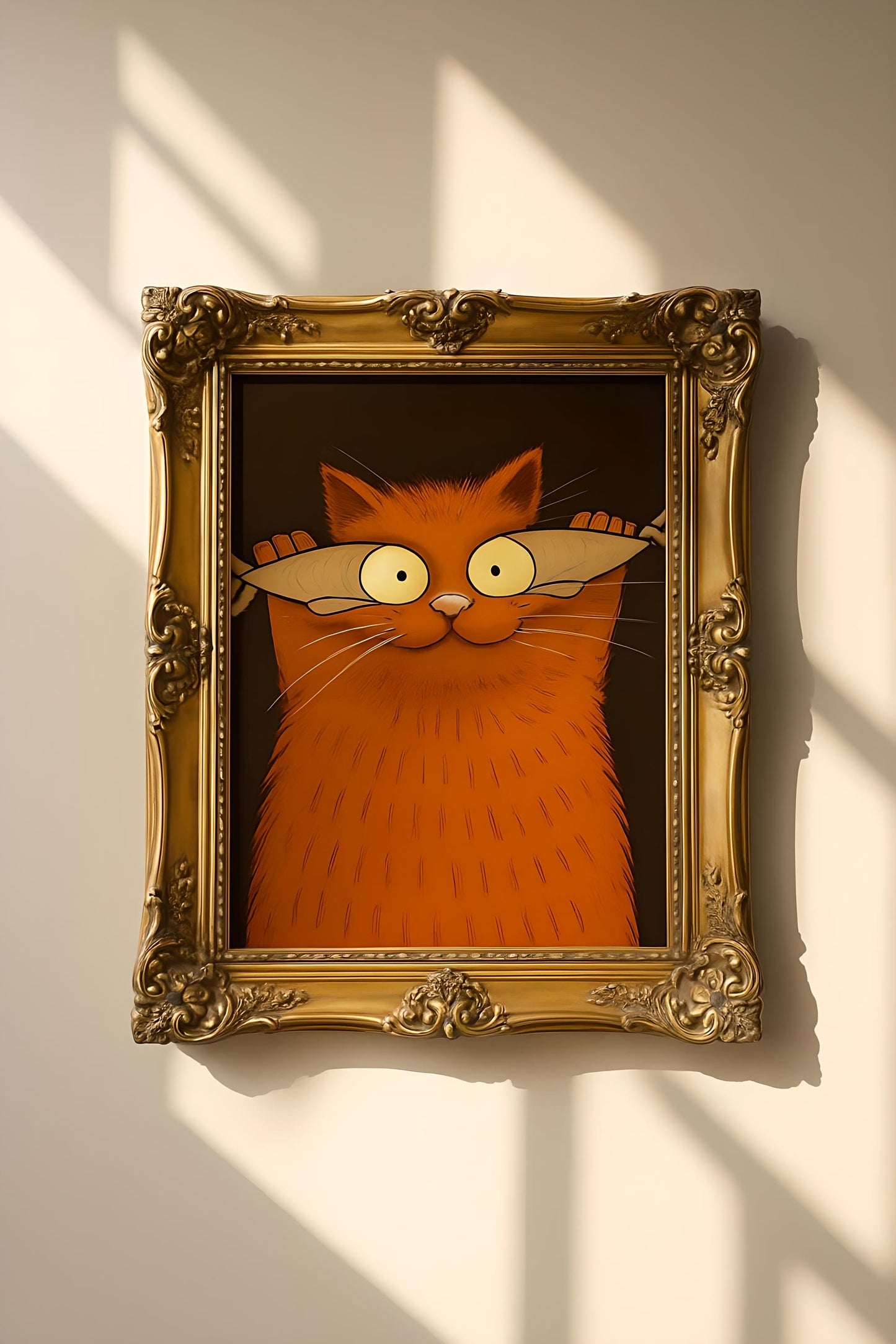 Funny Orange Cat Print: Whimsical Fish Eyes Cartoon (Digital Download)