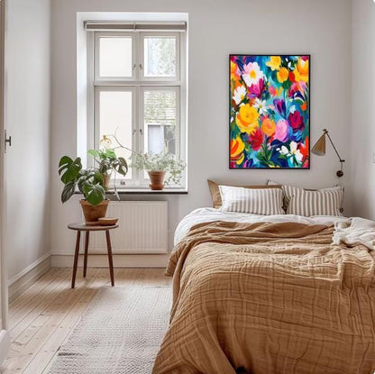 Vibrant Floral Wall Art Print: Abstract Botanical Painting (Digital Download)