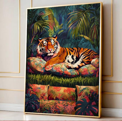 Tropical Tiger Jungle Print: Boho Bedroom Wall Art (Digital Download)