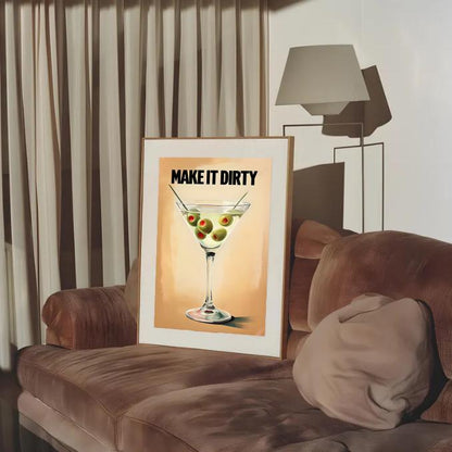 Funny Dirty Martini Print: Retro Cocktail Bar Art (Digital Download)
