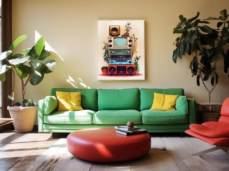 Mid Century Stereo Stack Print: Retro Electronics Wall Art (Digital Download)