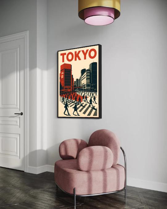 Tokyo Cityscape Print: Modern Minimalist Travel Poster (Digital Download)