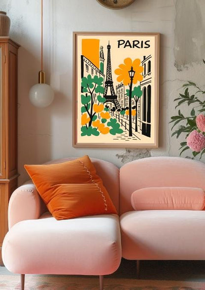 Vintage Paris Travel Poster: Eiffel Tower, Retro French Art (Digital Download)