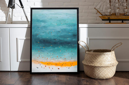 Aerial Beach Scene Print: Coastal Watercolor Art (Digital Download)