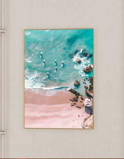 Aerial Beach Surf Print: Turquoise Ocean Coastal Photography (Digital Download)