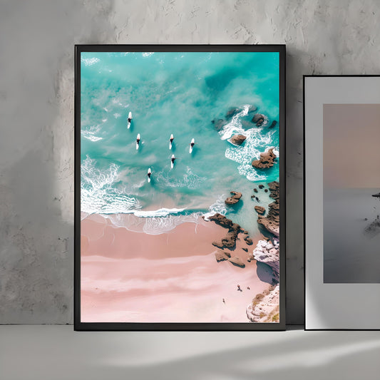 Aerial Beach Surf Print: Turquoise Ocean Coastal Photography (Digital Download)