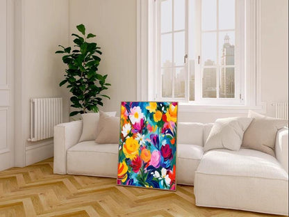 Vibrant Floral Wall Art Print: Abstract Botanical Painting (Digital Download)