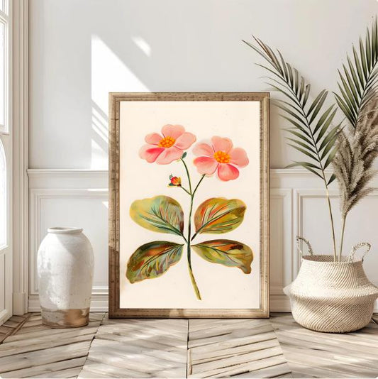 Vintage Watercolor Floral Print: Pink Botanical Illustration (Digital Download)