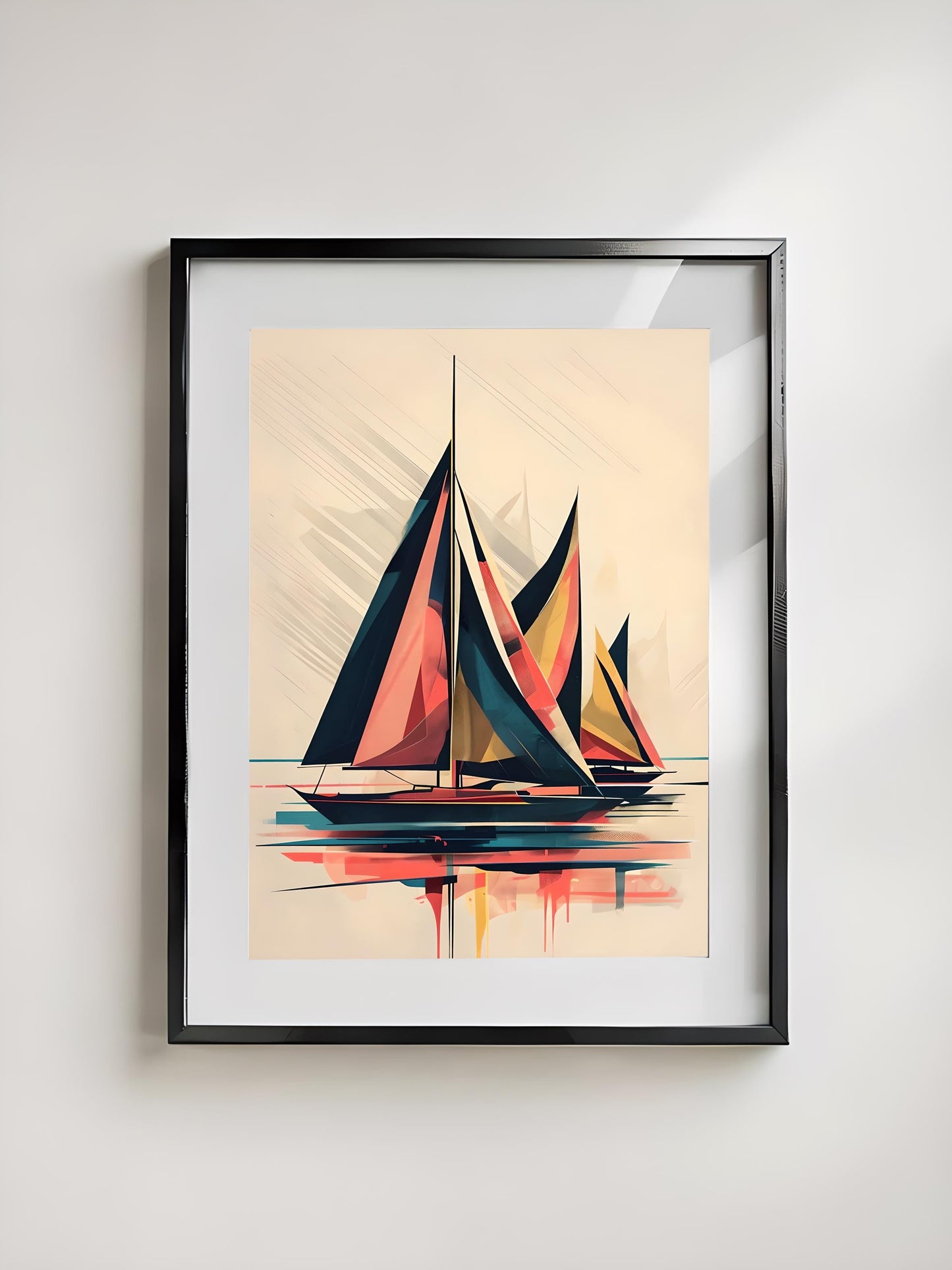 Abstract Sailboat Art Print: Modern Coastal Geometric Design (Digital Download)