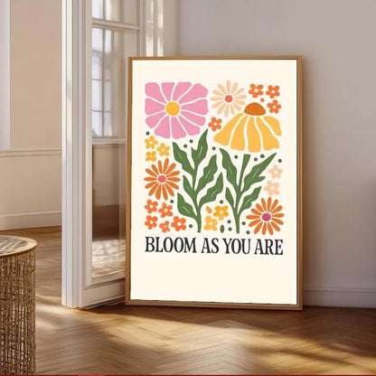 Retro Floral Wall Art Print: Boho Wildflower Illustration (Digital Download)