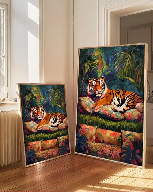 Tropical Tiger Jungle Print: Boho Bedroom Wall Art (Digital Download)