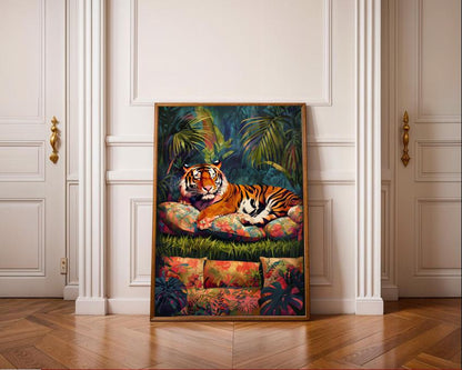 Tropical Tiger Jungle Print: Boho Bedroom Wall Art (Digital Download)