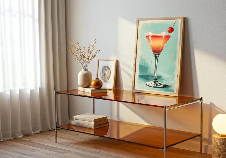 Retro Martini Cocktail Print: Mid Century Modern Bar Cart Art (Digital Download)