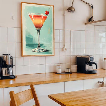 Retro Martini Cocktail Print: Mid Century Modern Bar Cart Art (Digital Download)