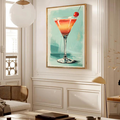 Retro Martini Cocktail Print: Mid Century Modern Bar Cart Art (Digital Download)