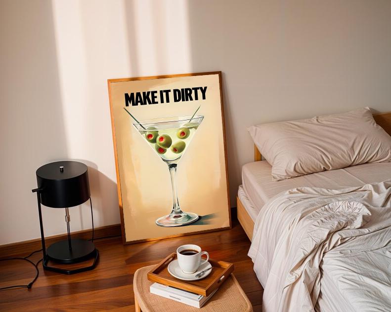 Funny Dirty Martini Print: Retro Cocktail Bar Art (Digital Download)