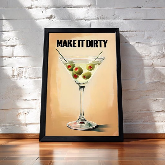 Funny Dirty Martini Print: Retro Cocktail Bar Art (Digital Download)
