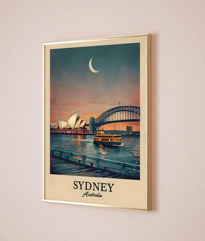 Vintage Sydney Australia Print: Opera House & Harbour Bridge (Digital Download)
