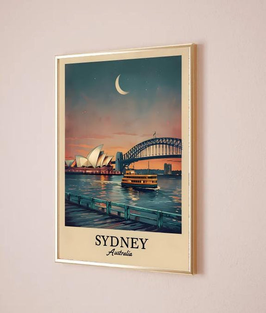 Vintage Sydney Australia Print: Opera House & Harbour Bridge (Digital Download)