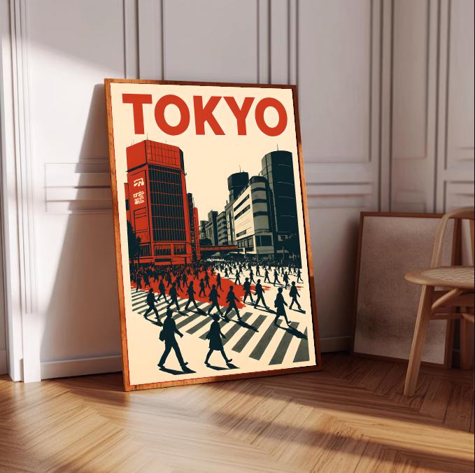 Tokyo Cityscape Print: Modern Minimalist Travel Poster (Digital Download)