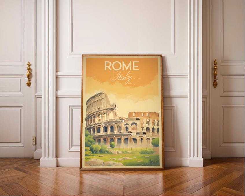 Vintage Rome Travel Poster: Colosseum Print, Italy Wall Art (Digital Download)