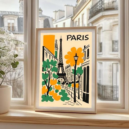 Vintage Paris Travel Poster: Eiffel Tower, Retro French Art (Digital Download)