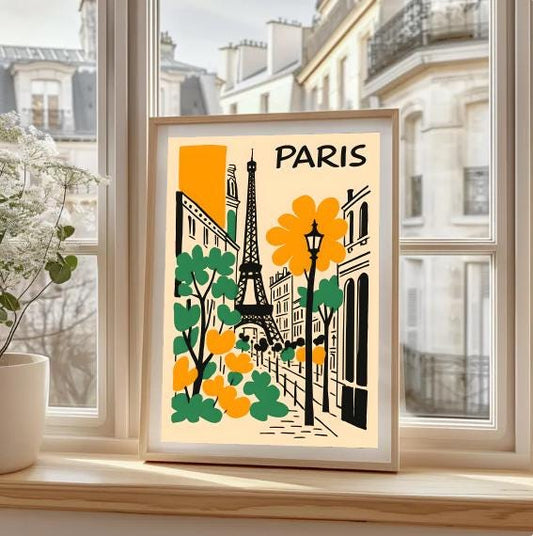 Vintage Paris Travel Poster: Eiffel Tower, Retro French Art (Digital Download)