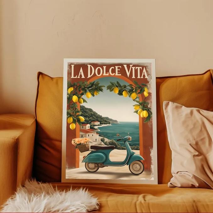 Italian Coast Print: La Dolce Vita, Vespa & Lemons (Digital Download)
