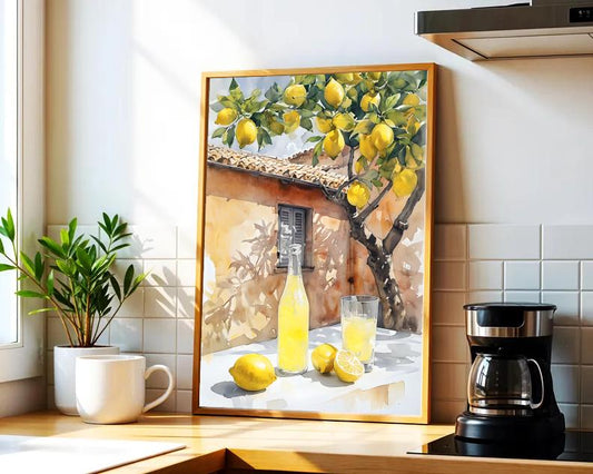 Lemon Tree Watercolor Print: Rustic Italian Kitchen Art (Digital Download)