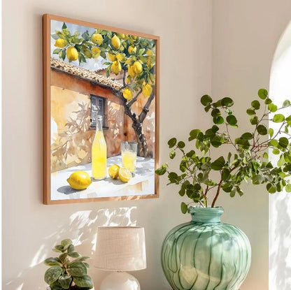 Lemon Tree Watercolor Print: Rustic Italian Kitchen Art (Digital Download)