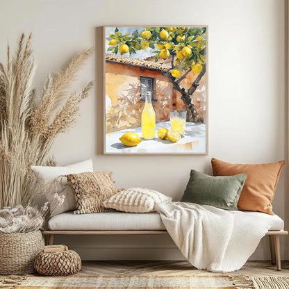 Lemon Tree Watercolor Print: Rustic Italian Kitchen Art (Digital Download)