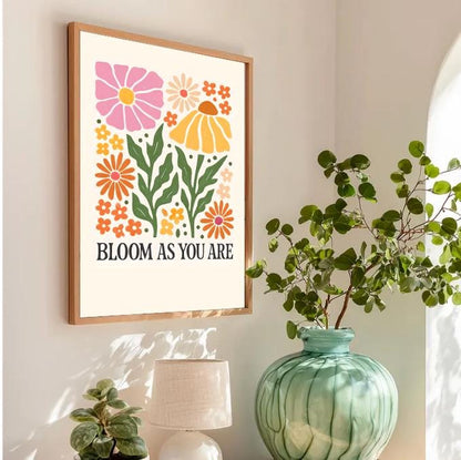 Retro Floral Wall Art Print: Boho Wildflower Illustration (Digital Download)